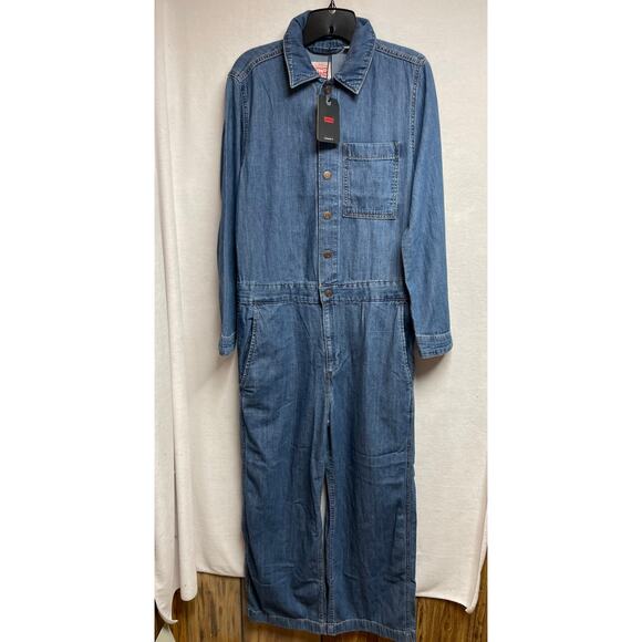 Levi Strauss co long sleeve denim blue jean jumpsuit size S women’s New with tag - Picture 1 of 12